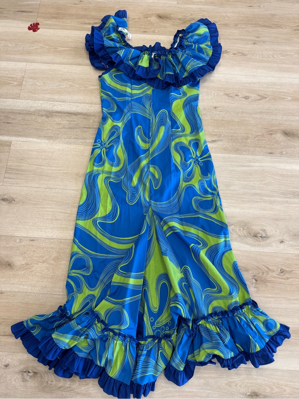 Blue & Lime High-Low Ruffle Dress - Picture 2 of 2